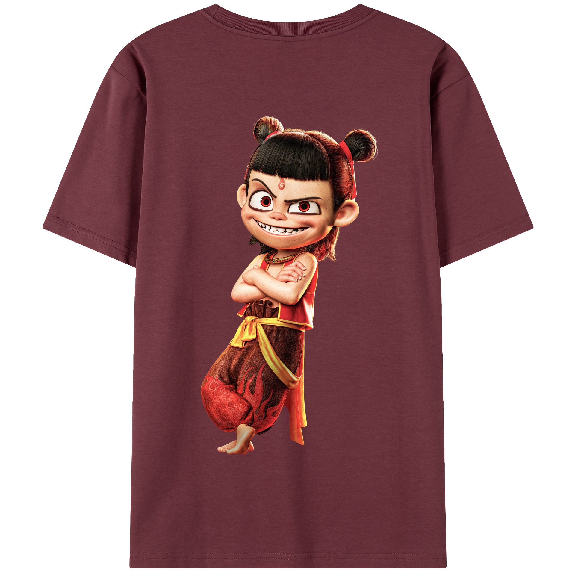 （画像用） Ne Zha 2 ナタ 魔童の大暴れ 綿100％半袖Tシャツ（背面プリント）